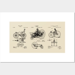 Vintage Bike Art Gift Patent Blueprints Posters and Art